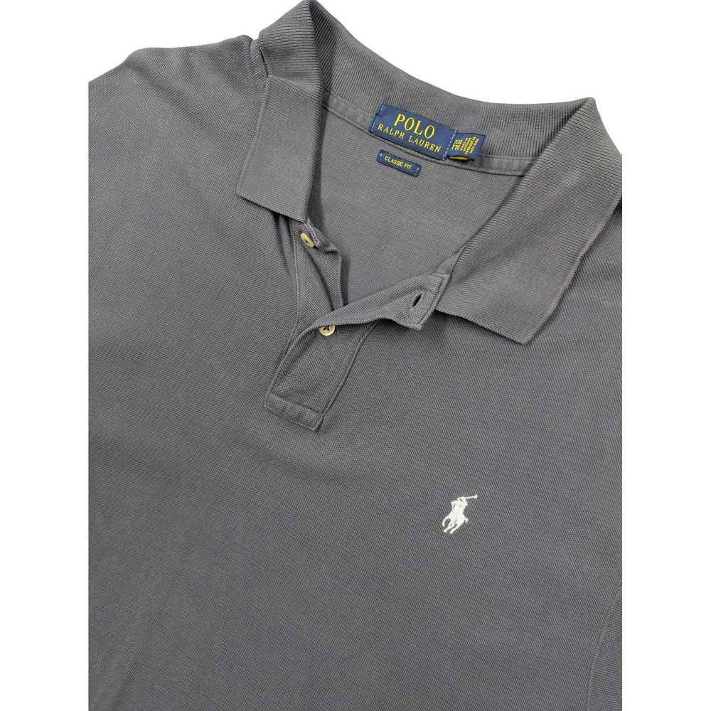 Polo Ralph Lauren Polo Shirt Mens 2XL Gray Solid Classic Fit Pony Logo Casual